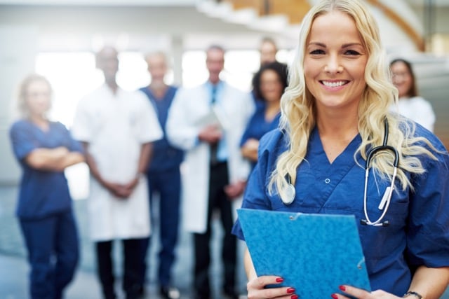 group of doctors and healthcare workers